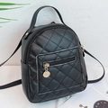 Chic black mini backpack with quilted diamond pattern and gold zipper detail - Black