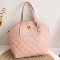 Rosafarbene gesteppte Handtasche für Damen mit goldenem Drehverschluss und Top-Griff - Rosa