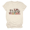 Detalle de patrón floral y texto TEACHER en camiseta de mujer con cuello redondo - S / Arena (Texto Negro)