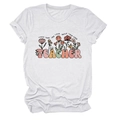 Gros plan sur l'imprimé floral enseignant d'un t-shirt blanc en coton à manches courtes - S / Hauts / Blanc (Texte Noir)