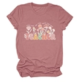 Détail de la manche retroussée et du tissu rose vintage sur le t-shirt floral enseignant - S / Hauts / Or Rose (Texte Blanc)