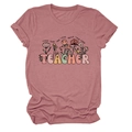 Détail du t-shirt enseignant mauve avec motif floral et slogan éducatif inspirant - S / Hauts / Or Rose (Texte Noir)