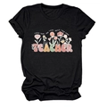 Détail de l'imprimé floral et texte TEACH THEM sur t-shirt noir pour enseignante - S / Hauts / Noir (Texte Blanc)