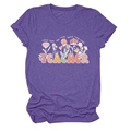 Détail de l'imprimé enseignant et motif floral sur le t-shirt violet à col rond pour femme - S / Hauts / Violet (Texte Blanc)