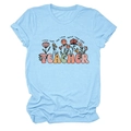 T-shirt bleu clair à manches courtes avec imprimé floral d'enseignant sur fond blanc - S / Hauts / Bleu Clair (Texte Noir)