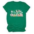 Détail d'un t-shirt enseignant vert foncé avec imprimé floral vintage et citation inspirante - S / Hauts / Vert Encre (Texte Blanc)