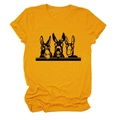 Dettaglio macro di tre asini cartone animato su una t-shirt in cotone giallo senape - S / Giallo Senape