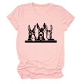 Detail eines rosa Baumwoll-T-Shirts mit drei lustigen Esel-Grafiken auf der Vorderseite - Rosa
