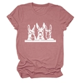 Detail eines staubrosa T-Shirts mit Rundhalsausschnitt und drei süßen Esel-Grafikdrucken - Roségold