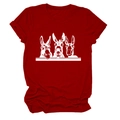 Detail von drei lustigen Esel-Print auf dem atmungsaktiven dunkelroten T-Shirt - Rot