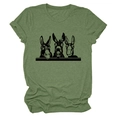 Drei lustige Esel-Cartoons auf einem grasgrünen Baumwoll-T-Shirt mit Rundhalsausschnitt - Olivgrün