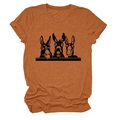 Nahaufnahme des orangefarbenen T-Shirts mit süßem Esel-Grafikdruck auf Baumwollstoff - Dunkelorange (Schwarze Schrift)