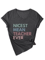 Detail of V-neck dark grey t-shirt featuring nicely printed text and side knot hem - Black Heather Grey