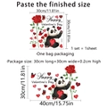 Tabla de tallas del adhesivo Panda y Rosa de San Valentín de 30x30cm hasta los 40x30cm - Estilo Panda Corazón Rosa (DJ2033-KQ) / 30*30cm