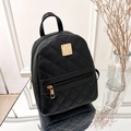 Schwarzer Mini-Rucksack mit Steppmuster, goldenen Details und Reißverschluss - Schwarz