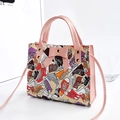 Sac à bandoulière rose avec imprimés de baskets et un décor de nœud - Imprimé Chaussures Rose avec Nœud