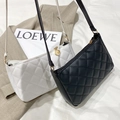 Borse a spalla trapuntate nere e beige con elegante motivo di cucitura a rombi - Nero