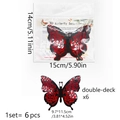 Detail view of 3D double-deck butterfly wall stickers with red rose patterns and dimensions - Double Layer Rose Hollow Style (PJD4012-ZC) / Black Red Gradient