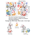 Detailed dimensions of watercolor Easter bunny egg and flower static window stickers - Painting Rabbit and Chick Set (DJ4058-ZC) / 30*40cm*2 Sheets
