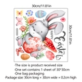 Détail du sticker de Pâques avec lapin à l'aquarelle, œufs et papillons, 30x30cm - Style Lapin Tenant un Œuf Rouge (MS4364-ZC) / 30*30cm