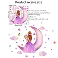Size chart for moon girl wall decals showing three sheets and dimensions in cm and inches - Moon Girl (Set of 3)