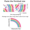 Rainbow wall decal set showing 4 sheets dimensions 90x30cm and final 135x128cm layout - 30*90cm*4Pcs
