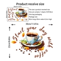 Detail view of coffee cup wall sticker with maple leaves and size specifications - Ms8622-nh(20*30cm)