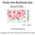 Pink rose toilet wall sticker with butterflies and size details on white background - Pink Rose Butterfly (MS2381-KQ) / 35x25cm