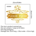 Adhesivo de inodoro dorado 'PLEASE FLUSH' estilo nórdico con marco floral, 25x20cm - Aviso Por Favor Tire de la Cadena (MS4381)