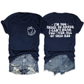 Flat lay of navy cotton T-shirt with humorous quote and distressed denim shorts - Navy Blue (White Font)