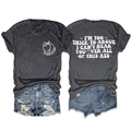 Flat lay of gray T-shirt with 'TOO THICK TO ARGUE' quote and distressed denim shorts - Heater Grey (White Font)