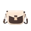 Classic two-tone crossbody bag with beige croc-pattern flap and dark brown leather base - Cream White with Coffee