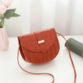 Crocodile pattern saddle bag in reddish brown with elegant gold hardware and strap - Brown