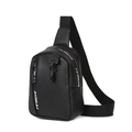 Bolso de pecho minimalista en cuero negro con inscripción FITRIGHT blanca frontal - Negro