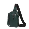 Bolso de pecho cruzado en cuero PU verde oscuro con correa y cinta de logo FIRRIGHT - Verde Oscuro