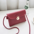 Miniature wine red crossbody bag with golden push lock and minimalist square silhouette - Horizontal / Red