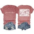 Front and back detail of terracotta t-shirt with grandma life and fine ass print - Rose Gold (White Font)