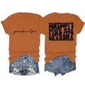 Detail of orange cotton t-shirt featuring Somebody's Fine Ass Grandma graphic print - Burnt Orange (Black Font)