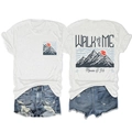 T-shirt blanc avec graphique de montagne et impression Walk with Me au dos - Blanc