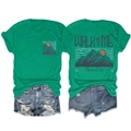 Détail du t-shirt vert à col rond avec imprimé montagne et slogan Walk With Me - Vert Foncé