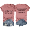 Dettaglio fronte e retro della maglietta con scollo a V e stampa Peace Love Kidneys - S / Stampa Frontale Centrale (Carattere Nero) / Oro rosa