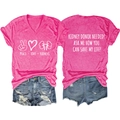 Pink V-neck T-shirt with Peace Love Kidneys print and charity slogan on back side - Rose Red (White Font)