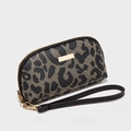 Schicke Damen-Clutch mit Leopardenmuster, Goldreißverschluss und Handschlaufe - Leoparden-Stil / Schwarz
