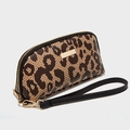 Klassische Handgelenktasche aus PU-Leder mit Leopardenmuster und goldener Hardware - Braun Leopard / Braun
