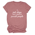 Close-up of knit fabric and funny dog quote print on a mauve crew neck T-shirt - S / Rose Gold (White Font)