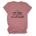 Detail of dusty rose crew neck t-shirt with rolled sleeves and funny slogan print - S / Rose Gold (Black Font)