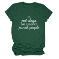 Close-up of deep green cotton T-shirt with white I pet dogs lettering and folded sleeves - S / Retro Green (White Font)
