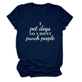 Detail of navy blue cotton T-shirt featuring funny dog lovers slogan print and soft texture - S / Navy Blue (White Font)