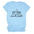 Detail of light blue cotton T-shirt featuring funny black typography for dog lovers - S / Light Blue (Black Font)