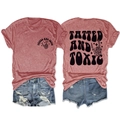 Terracotta tatted and toxic t-shirt with distressed denim shorts set detail - Rose Gold (Black Graphic)